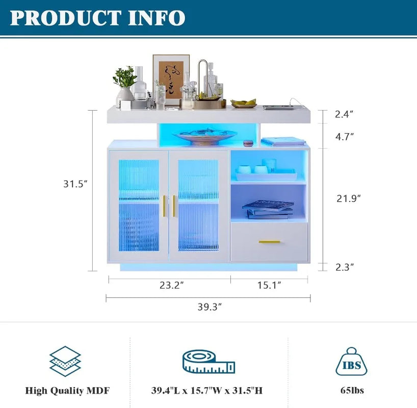 39.4" LED Wireless Charging Cabinet 